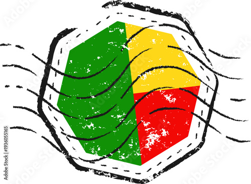 Benin Flag Grunge Stamp
