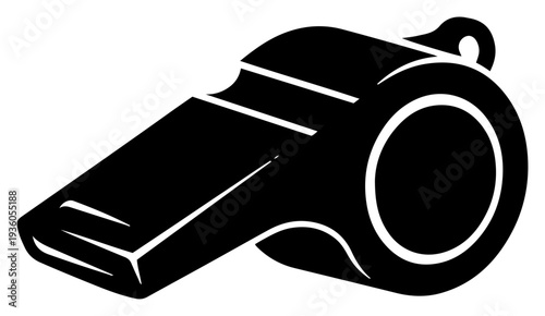 Black and white illustration of a sports whistle representing a referee or coach