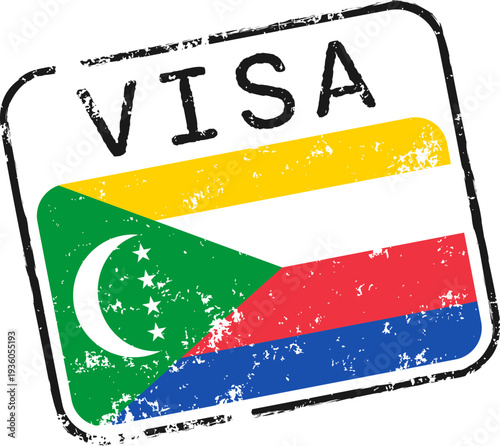 Comoros Visa Stamp Grunge