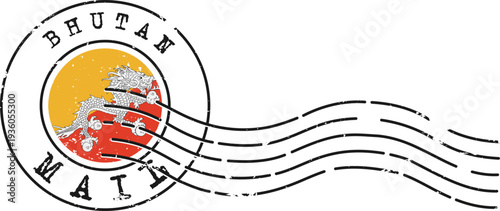 Bhutan Grunge Postmark Stamp