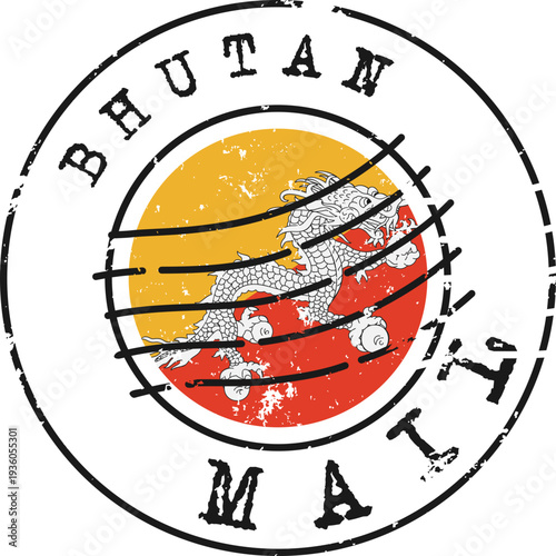 Bhutan Mail Postage Stamp Grunge
