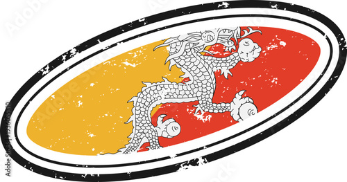 Bhutan Grunge Flag Badge