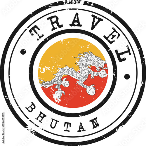 Bhutan Travel Grunge Stamp