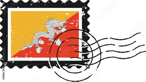 Bhutan Grunge Flag Postage Stamp