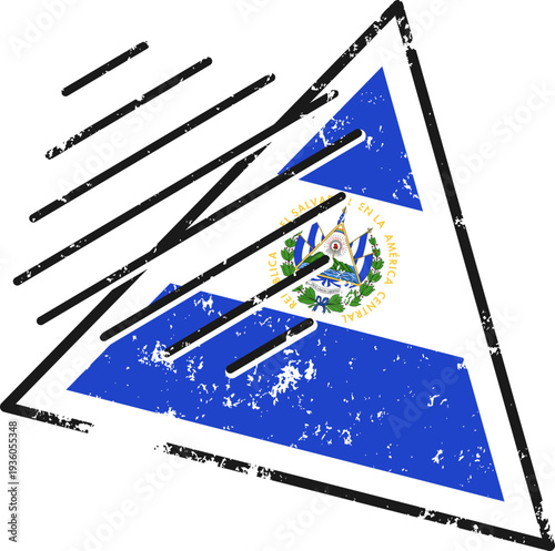 El Salvador Flag Grunge Triangle