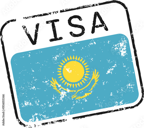 Kazakhstan Visa Stamp Grunge Icon