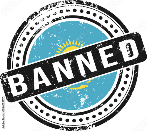 Kazakhstan Banned Grunge Stamp