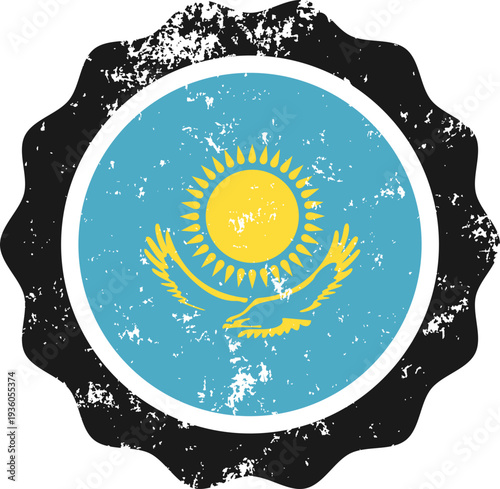 Kazakhstan Flag Grunge Stamp