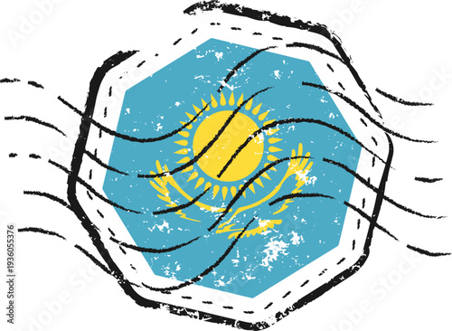 Kazakhstan Flag Grunge Stamp