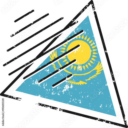 Kazakhstan Flag Grunge Triangle