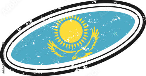 Kazakhstan Flag Grunge Stamp