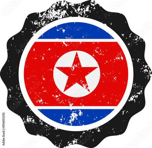 North Korea Flag Grunge Stamp