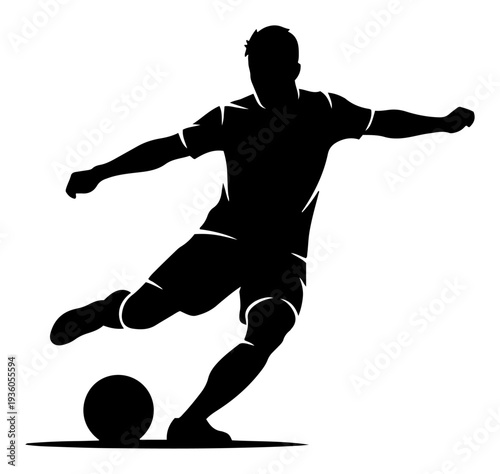 Professional soccer player taking a powerful shot on goal during a championship match