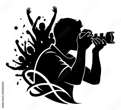 Professional sports photographer capturing a moment of cheering soccer fans in silhouette