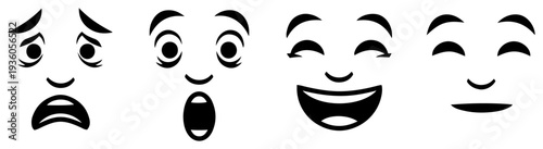 Set of four facial expression icons showing different emotions from sadness to happiness