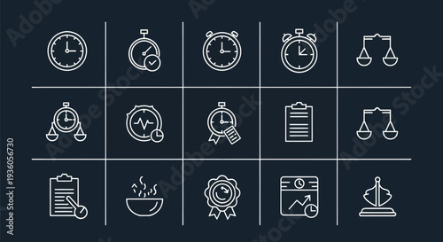 Clock icons representing time and scales