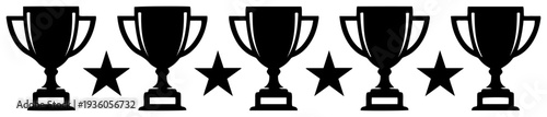Repeating championship trophy pattern with stars for sports victory celebration