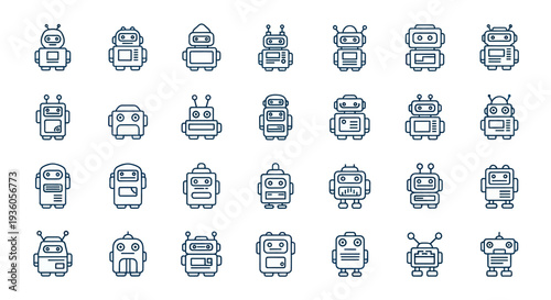 Collection of cartoon robot characters designs