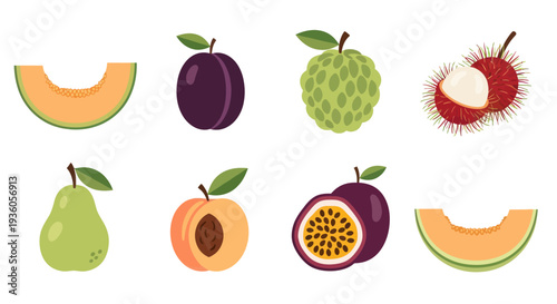 Colorful assortment of fresh tropical fruits