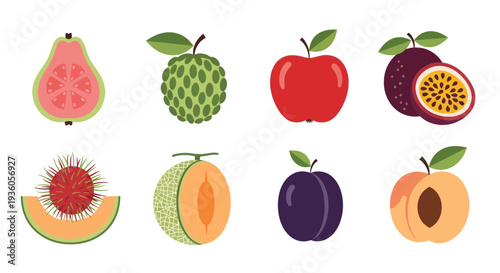 Colorful assortment of fresh tropical fruits