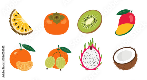 Colorful assortment of tropical fruit slices