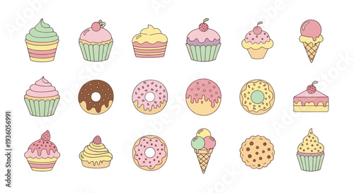 Colorful dessert treats illustration