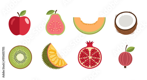 Colorful fruit assortment isolated on white