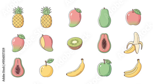 Colorful isolated fruit collection