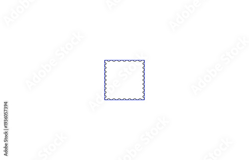 Square Scalloped Frame with Perforated Edge and Blue Border