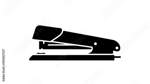 Vector illustration of a black and white icon of a stapler on a on a transparent background