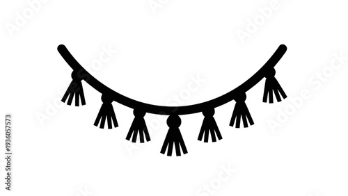 Vector illustration of black tassel garland silhouette on a transparent background