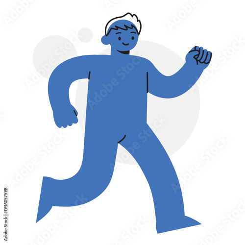 Man Character Running with Enthusiasm Representing Agility and Fast Progress Concept. Character Vector illustration design.