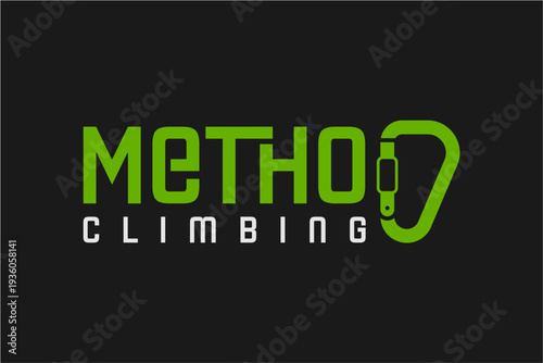 Climbing Logo with Carabiner Graphic Design.
