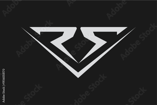 initial letter RVR White Geometric Logo Design on Black Background.