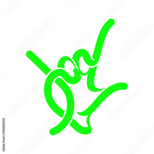 Green Rock On Hand Gesture Icon, Heavy Metal Sign, Cool Symbol