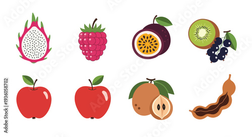 Colorful tropical fruits isolated on white