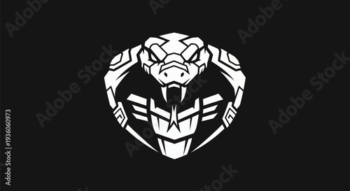 Stylized cobra illustration on black