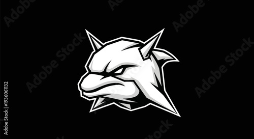 Stylized dolphin head in monochrome