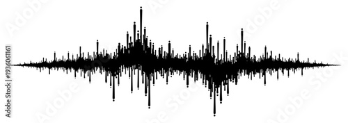 Abstract sound wave frequency pulse design in black and white