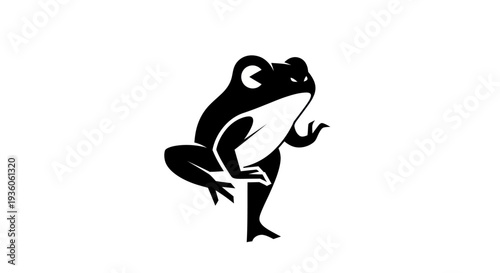 Stylized frog silhouette on white background