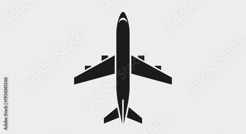 Airplane silhouette icon on gray and black background