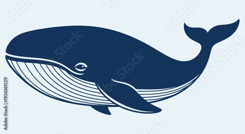 Blue whale side view marine animal stylized illustration