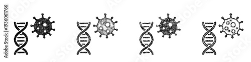 Sketch disease research icon design set