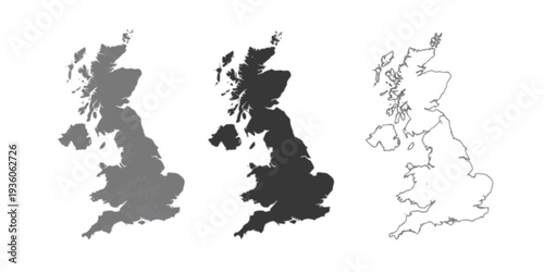 UK Map Collection - Outline, Dotted and Silhouette
