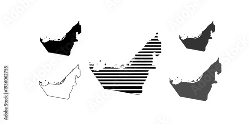 United Arab Emarites Map Collection - Outline, Dotted and Silhouette
