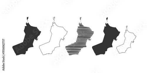 Oman Map Collection - Outline, Dotted and Silhouette
