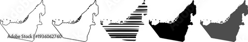 United Arab Emarites Map Collection - Outline, Dotted and Silhouette

