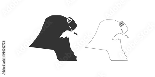 Kuwait Map Collection - Outline, Dotted and Silhouette
