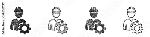 Sketch mechanical engineer icon design set