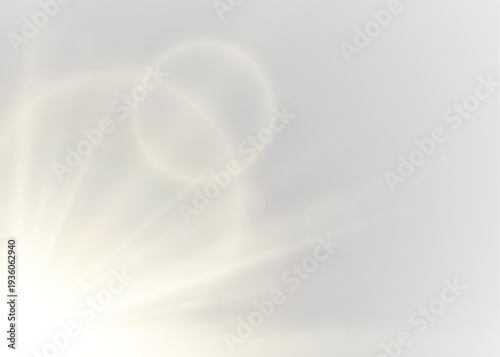 PNG golden sunlight overlay with subtle glare effect. Transparent rays create warm, soft illumination. Perfect for dreamy and minimal vector backgrounds.